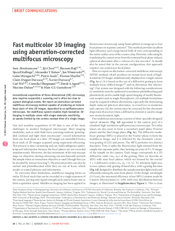 (PDF) Fast multicolor 3D imaging using aberration-corrected multifocus ...
