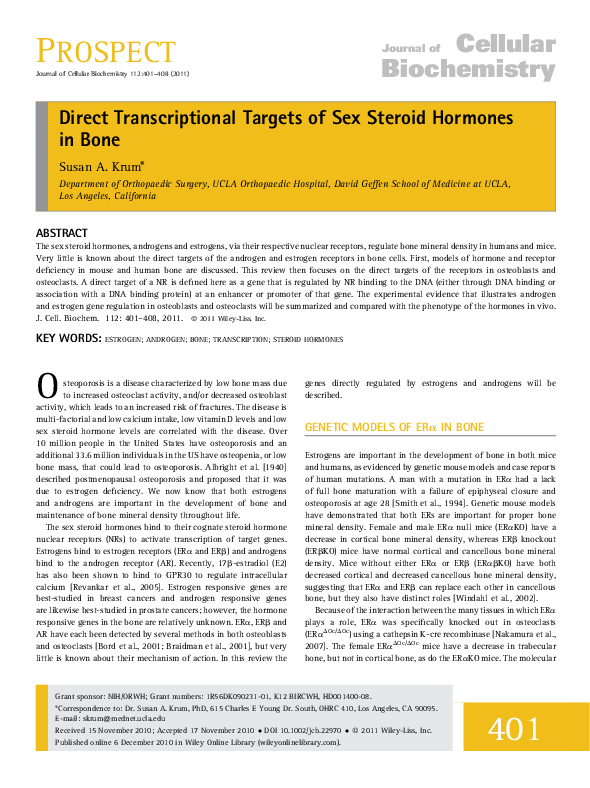 (PDF) Direct transcriptional targets of sex steroid hormones in bone