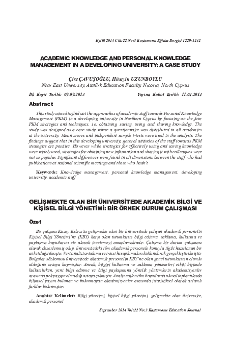(PDF) ACADEMIC KNOWLEDGE AND PERSONAL KNOWLEDGE MANAGEMENT IN A ...