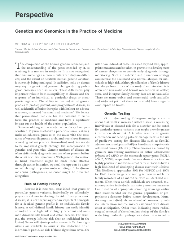 (PDF) Genetics and Genomics in the Practice of Medicine