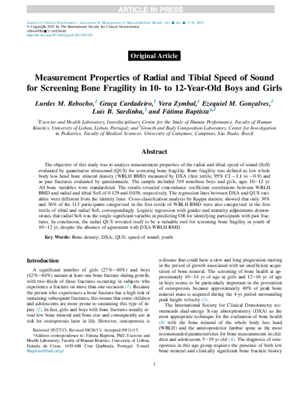 (PDF) Measurement properties of radial and tibial speed of sound for ...