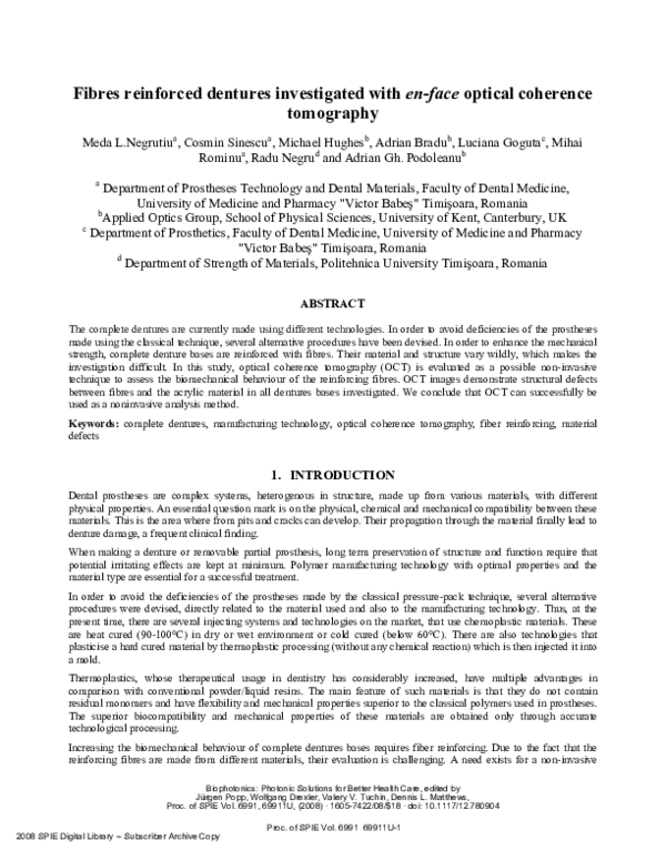 (PDF) Fibres reinforced dentures investigated with en-face optical ...