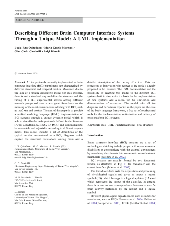 (PDF) Describing Different Brain Computer Interface Systems Through a ...