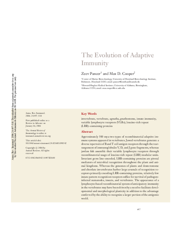 (PDF) The Evolution of Adaptive Immunity