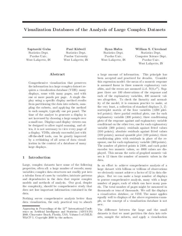 (PDF) Visualization databases for the analysis of large complex datasets