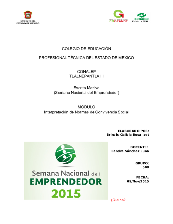 (DOC) COLEGIO DE EDUCACIÓN PROFESIONAL TÉCNICA DEL ESTADO DE MEXICO CONALEP TLALNEPANTLA III