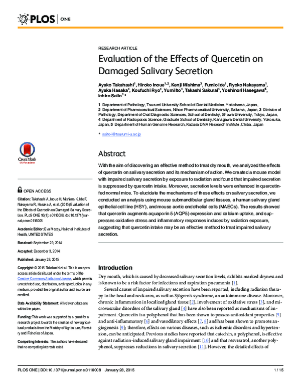 (PDF) Evaluation of the Effects of Quercetin on Damaged Salivary Secretion
