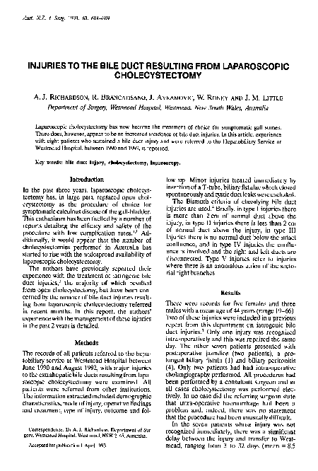 Pdf Injuries To The Bile Duct Resulting From Laparoscopic Cholecystectomy Pdf Injuries To The Bile Duct Resulting From Laparoscopic Cholecystectomy