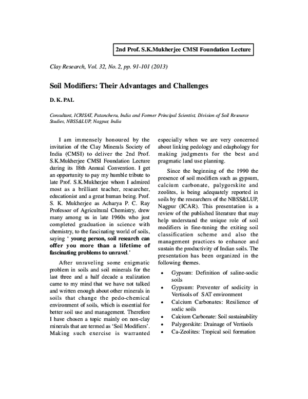 (PDF) Soil modifiers:their advantages and challenges