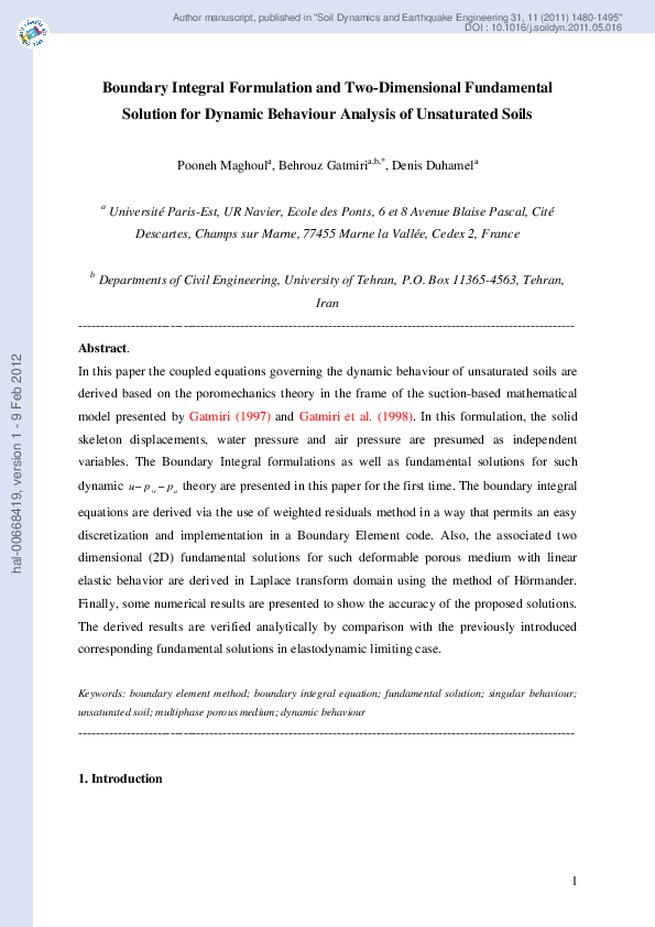 (PDF) Boundary integral formulation and twodimensional fundamental
