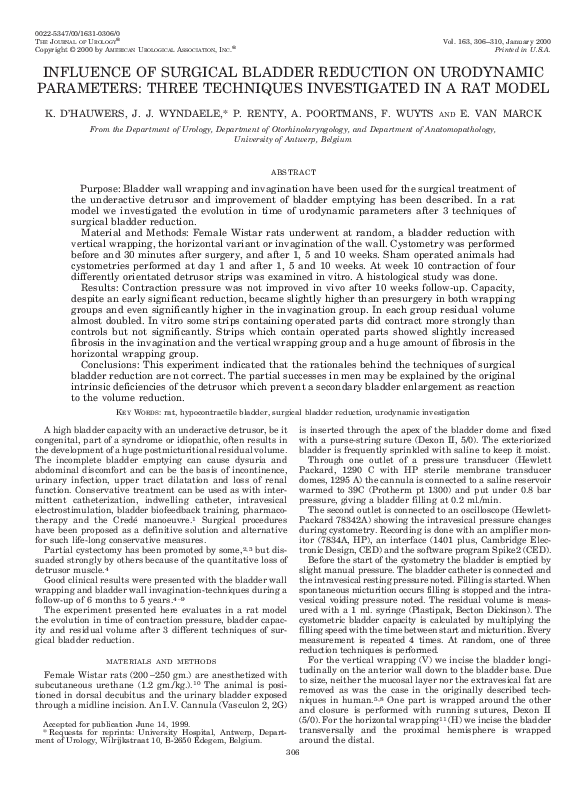 (PDF) Influence of Surgical Bladder Reduction on Urodynamic Parameters ...
