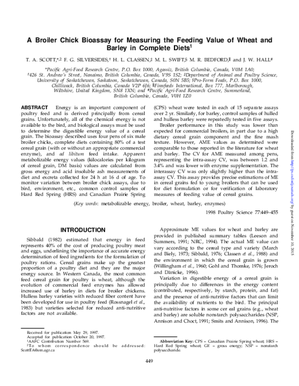 (PDF) A broiler chick bioassay for measuring the feeding value of wheat ...