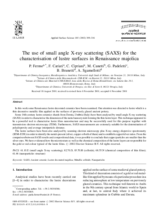 (PDF) The use of small angle X-ray scattering (SAXS) for the ...