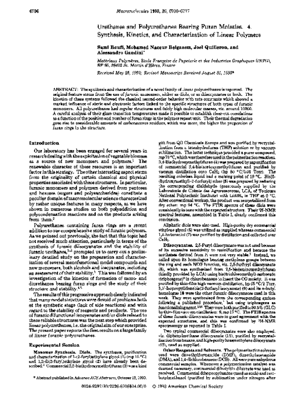 (PDF) Urethanes and polyurethanes bearing furan moieties—3. Synthesis ...