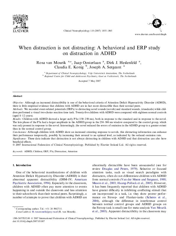 (PDF) When distraction is not distracting: A behavioral and ERP study ...