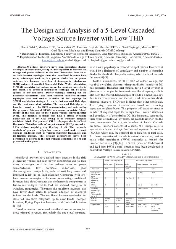 (PDF) The design and analysis of a 5-level cascaded voltage source ...