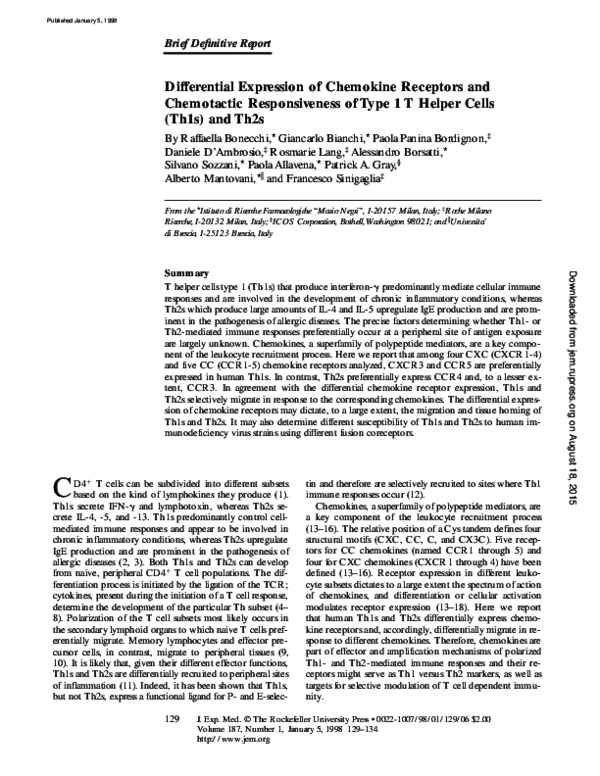 (PDF) Differential expression of the chemokine receptors CX3CR1 and ...