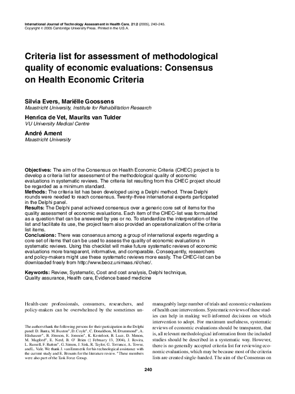 (PDF) Criteria list for assessment of methodological quality of