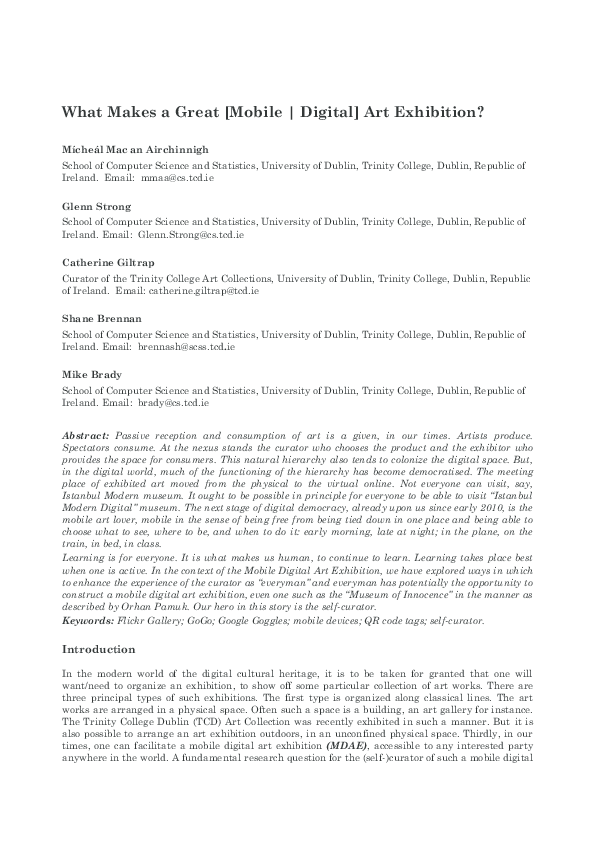(PDF) What Makes a Great [Mobile | Digital] Art Exhibition?