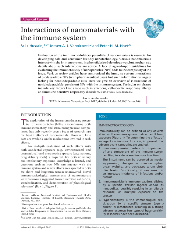 (PDF) Interactions of nanomaterials with the immune system