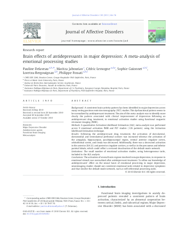 (PDF) Brain effects of antidepressants in major depression: A meta ...