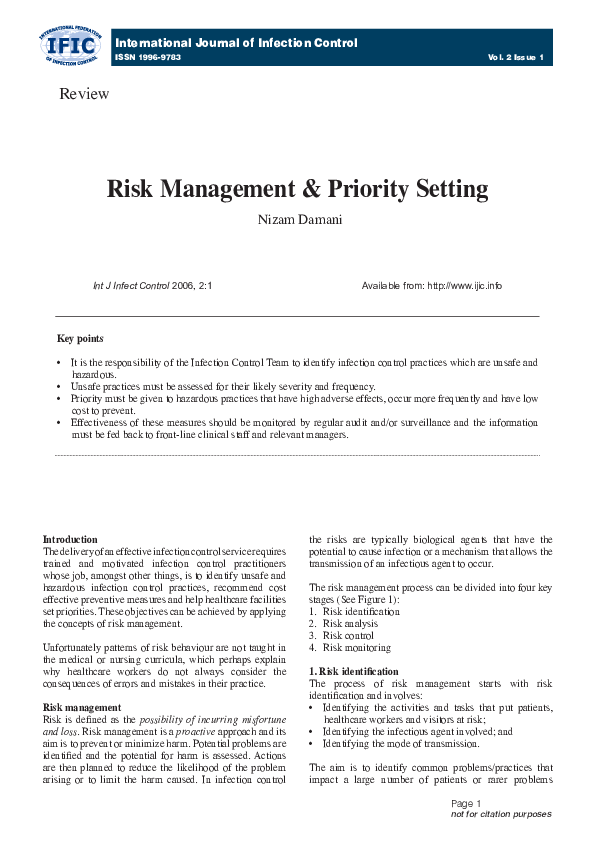 (PDF) Risk Management & Priority Setting