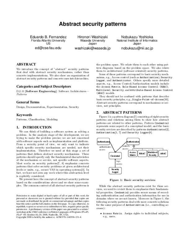 (PDF) Abstract security patterns