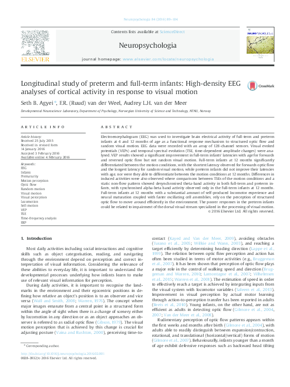 (PDF) Longitudinal study of preterm and full-term infants: High-density ...