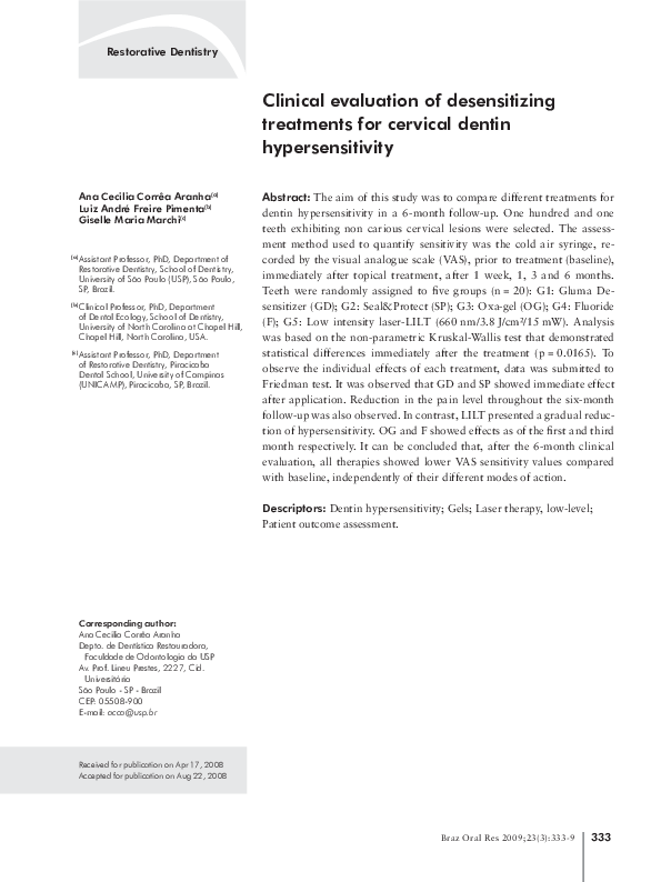 (PDF) Clinical evaluation of desensitizing treatments for cervical