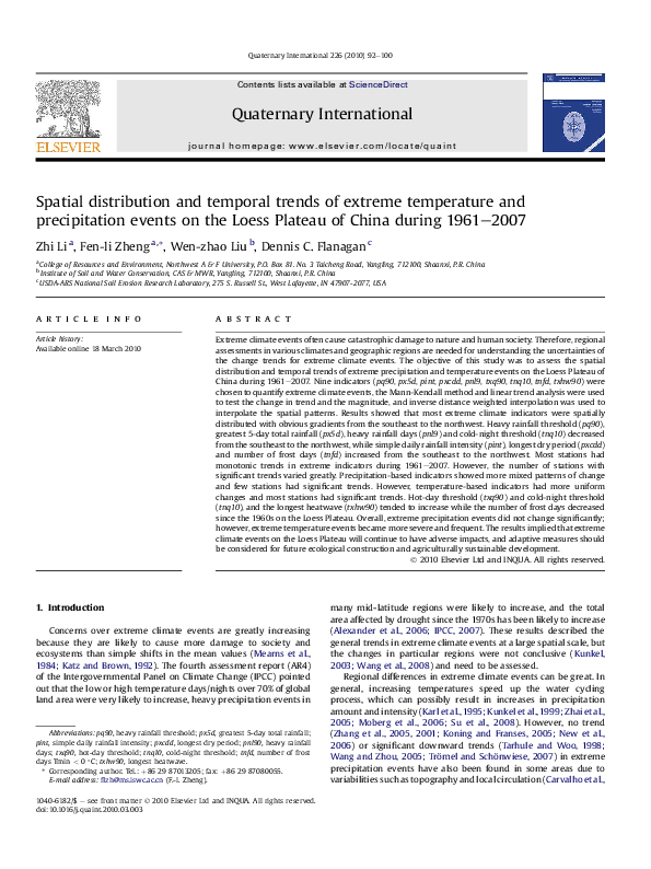 (PDF) Spatial distribution and temporal trends of extreme temperature ...