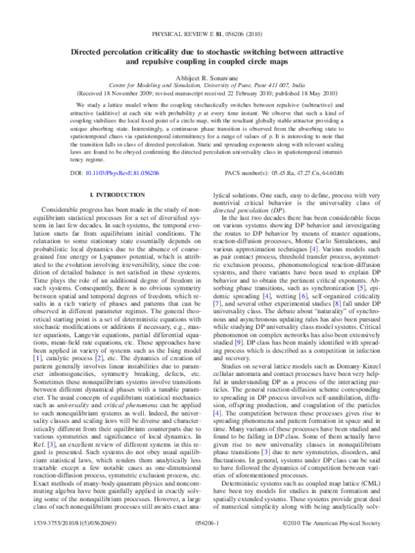 (PDF) Directed percolation criticality due to stochastic switching ...