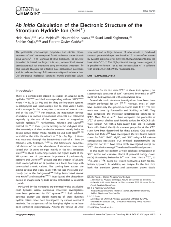 (PDF) Ab initio Calculation of the Electronic Structure of the ...