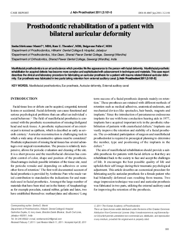 (PDF) Prosthodontic rehabilitation of a patient with bilateral ...