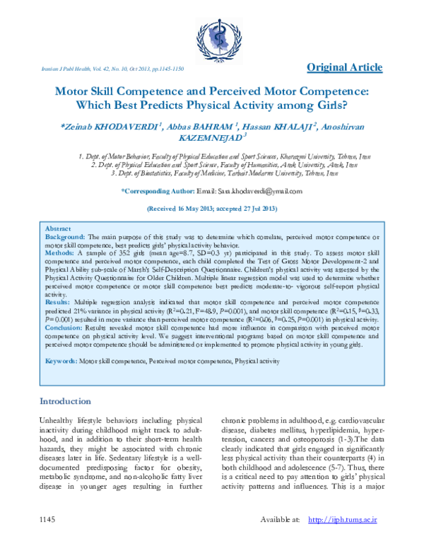 (PDF) Motor Skill Competence and Perceived Motor Competence: Which Best ...