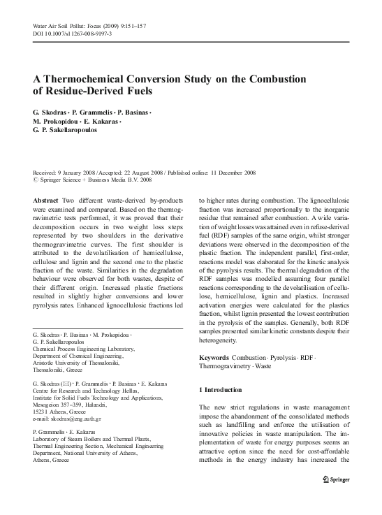 (PDF) A Thermochemical Conversion Study on the Combustion of Residue ...