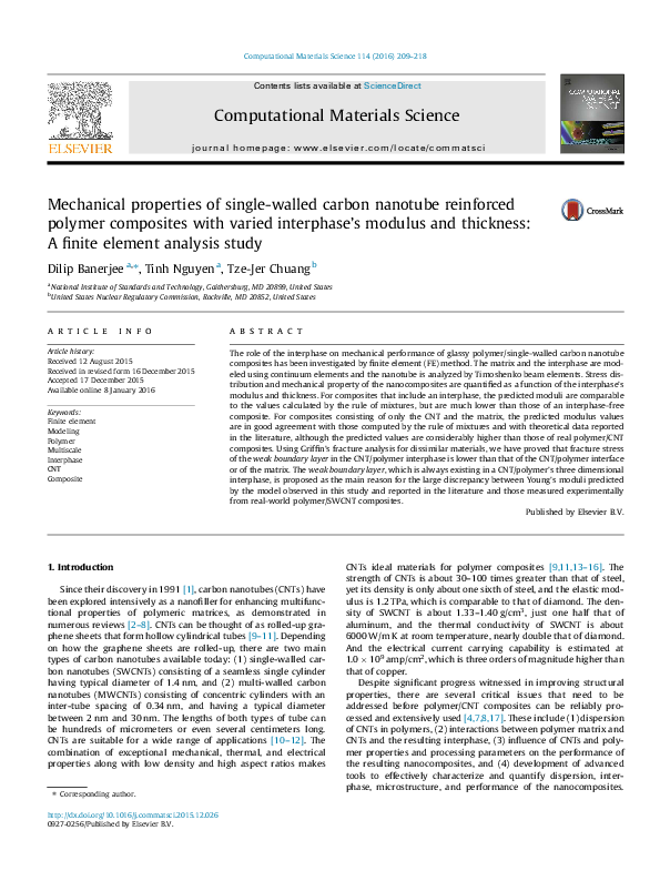 (PDF) Mechanical properties of single-walled carbon nanotube reinforced ...