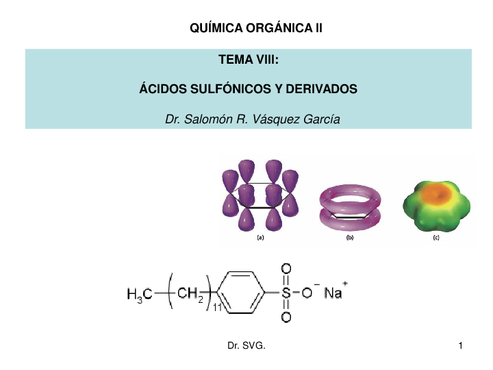 (PDF) TEMA VIII: ÁCIDOS SULFÓNICOS Y DERIVADOS