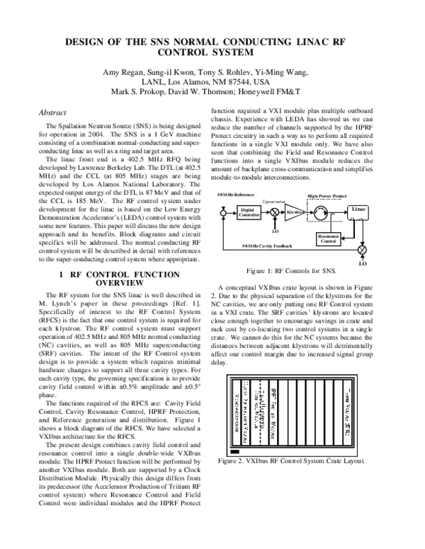 (PDF) Design of the SNS Normal Conducting LINAC RF Control System