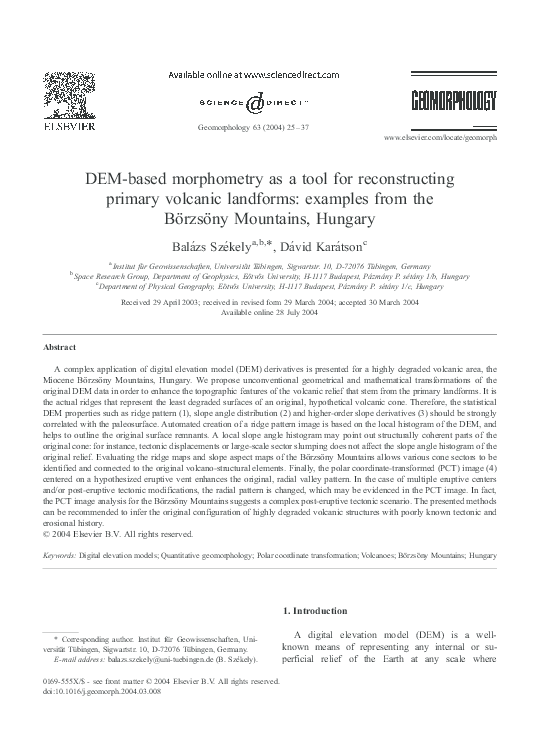 (PDF) DEM-based morphometry as a tool for reconstructing primary ...