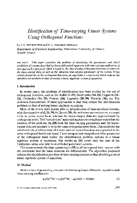 (PDF) Identification of time-varying linear systems using orthogonal ...