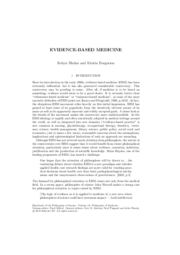 (PDF) Evidencebased Medicine Kirstin and Robyn Bluhm