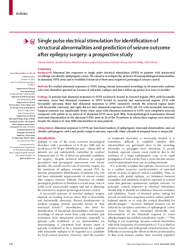 (PDF) Single pulse electrical stimulation for identification of ...