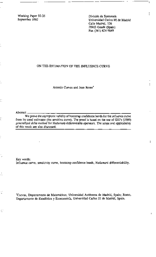 (PDF) On the estimation of the influence curve