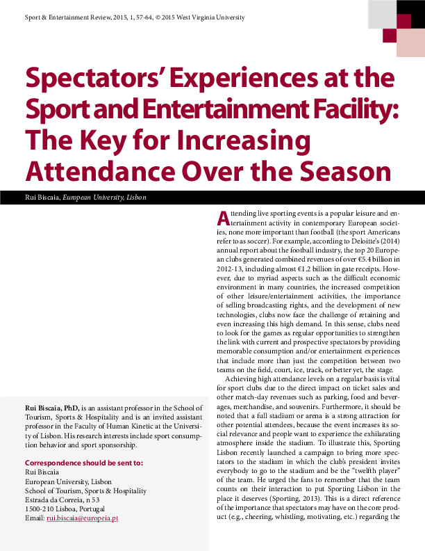 (PDF) Spectators’ experiences at the sport and entertainment facility ...