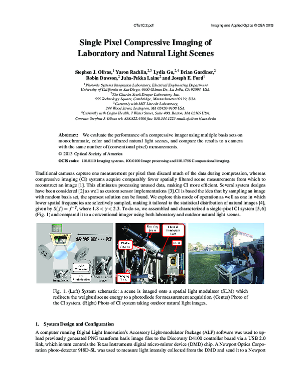 (PDF) Single Pixel Compressive Imaging of Laboratory and Natural Light ...