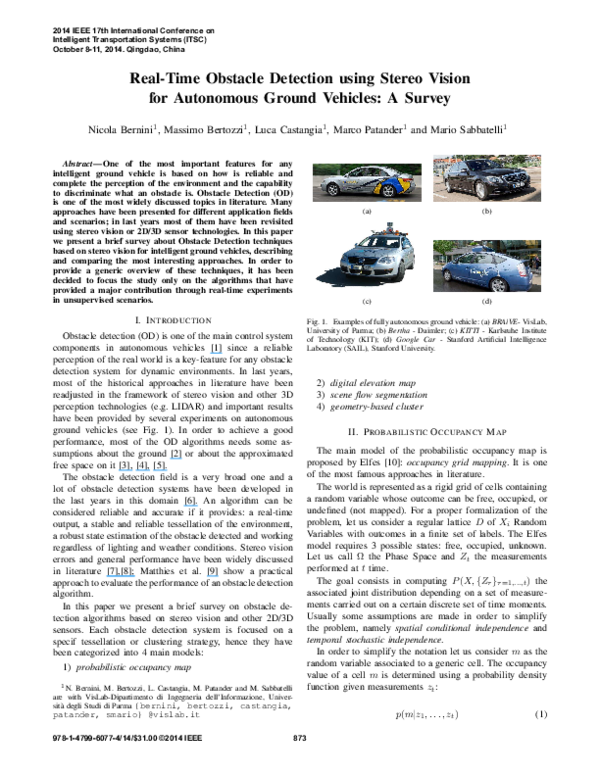 (PDF) Real-time obstacle detection using stereo vision for autonomous ...