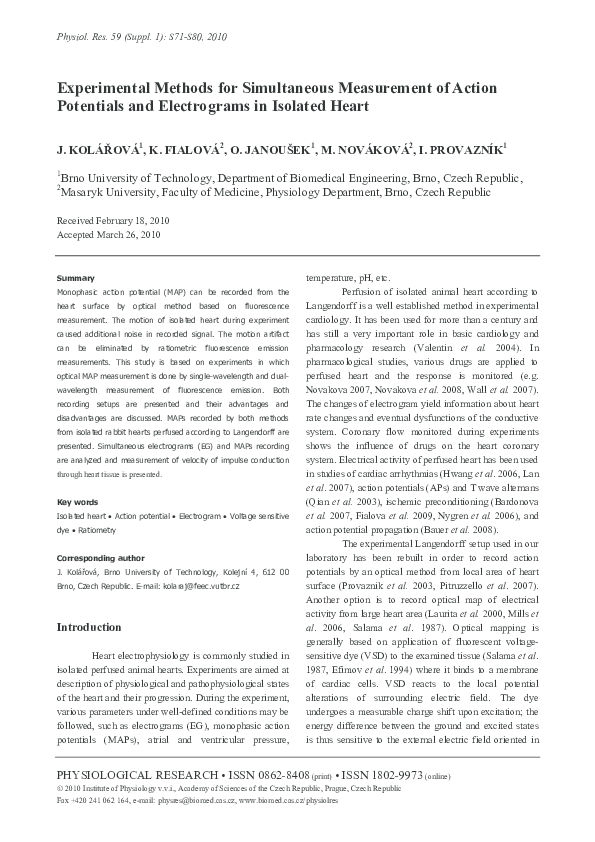 (PDF) Experimental methods for simultaneous measurement of action ...
