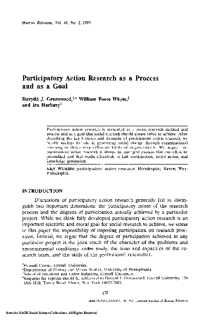 (PDF) Participatory Action Research as a Process and as a Goal