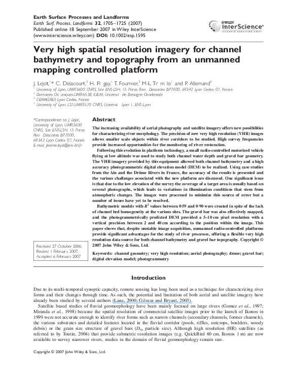 (PDF) Very high spatial resolution imagery for channel bathymetry and ...