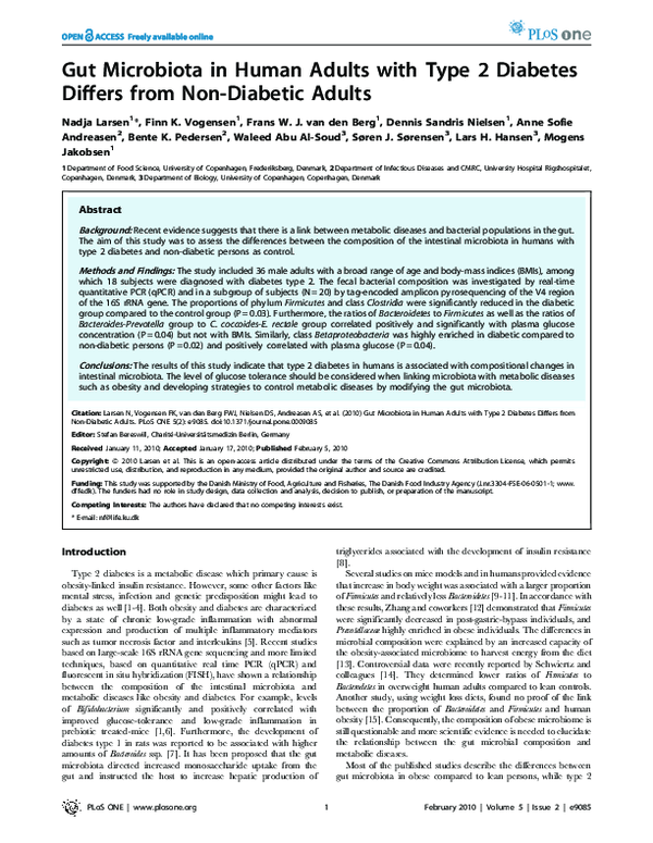 (PDF) Gut Microbiota in Human Adults with Type 2 Diabetes Differs from ...